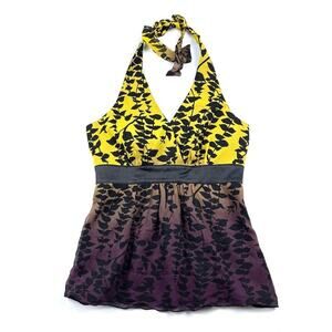 Express Silk Eucalyptus Print Halter Top